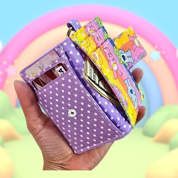 Handmade Care Bears Fabric Card Wallet with Keyring - Picture 5 of 9